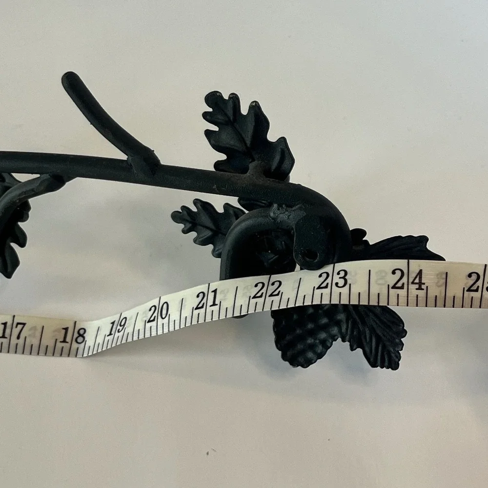 Longaberger Wrought Iron Oak Leaf Acorn Pinecone Wall Mount Hook Rack Black 24in